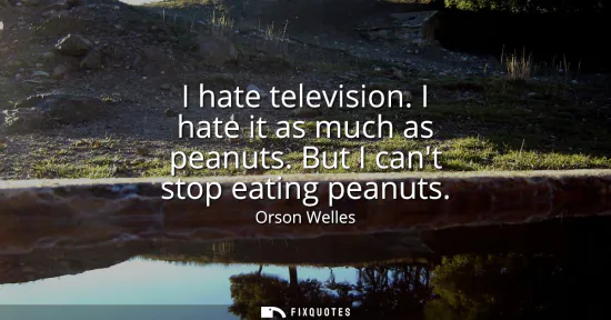 Small: I hate television. I hate it as much as peanuts. But I cant stop eating peanuts