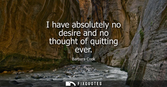 Small: I have absolutely no desire and no thought of quitting ever