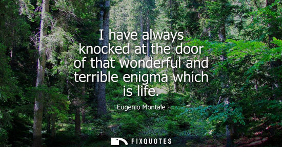 Small: I have always knocked at the door of that wonderful and terrible enigma which is life
