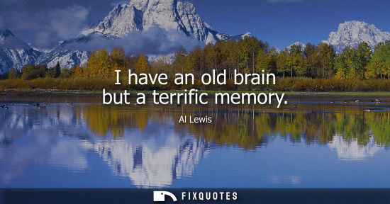 Small: I have an old brain but a terrific memory