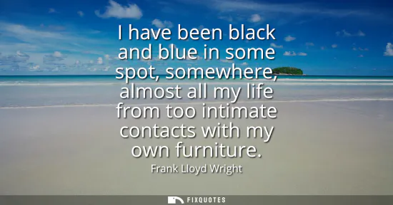 Small: I have been black and blue in some spot, somewhere, almost all my life from too intimate contacts with my own 