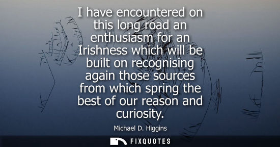 Small: I have encountered on this long road an enthusiasm for an Irishness which will be built on recognising 