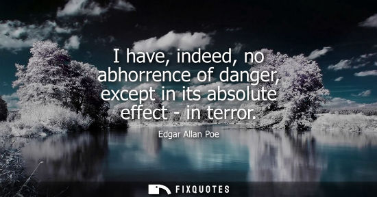 Small: I have, indeed, no abhorrence of danger, except in its absolute effect - in terror