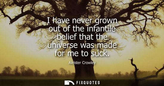 Small: I have never grown out of the infantile belief that the universe was made for me to suck