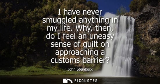 Small: I have never smuggled anything in my life. Why, then, do I feel an uneasy sense of guilt on approaching