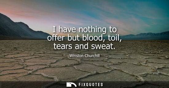Small: I have nothing to offer but blood, toil, tears and sweat - Winston Churchill