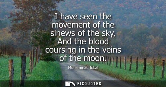 Small: I have seen the movement of the sinews of the sky, And the blood coursing in the veins of the moon