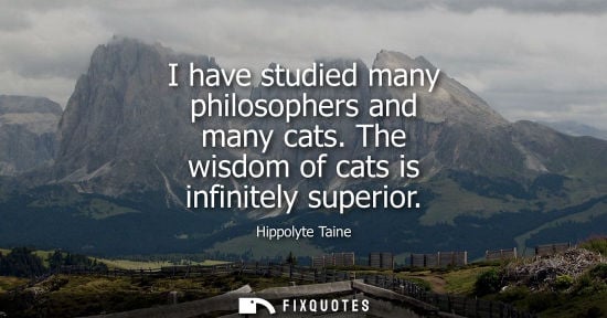 Small: I have studied many philosophers and many cats. The wisdom of cats is infinitely superior