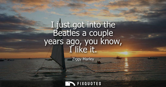 Small: I just got into the Beatles a couple years ago, you know, I like it