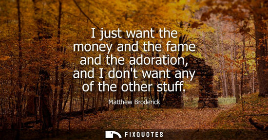 Small: I just want the money and the fame and the adoration, and I dont want any of the other stuff