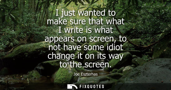 Small: I just wanted to make sure that what I write is what appears on screen, to not have some idiot change it on it