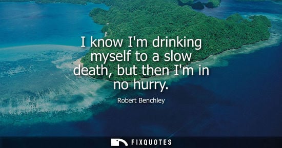 Small: I know Im drinking myself to a slow death, but then Im in no hurry