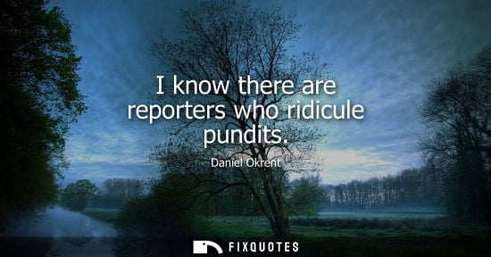 Small: I know there are reporters who ridicule pundits