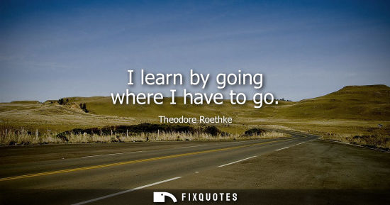 Small: I learn by going where I have to go