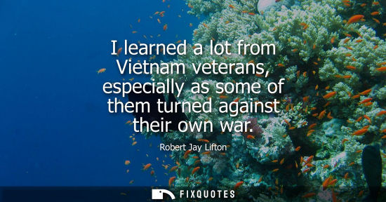 Small: I learned a lot from Vietnam veterans, especially as some of them turned against their own war