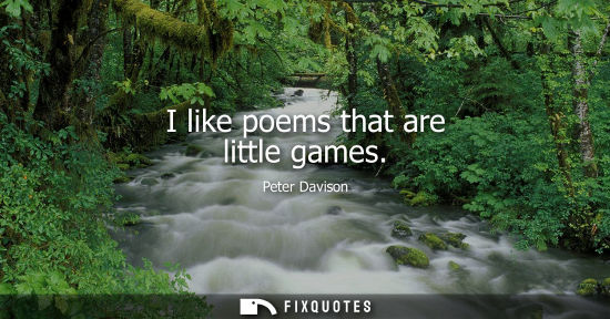 Small: I like poems that are little games