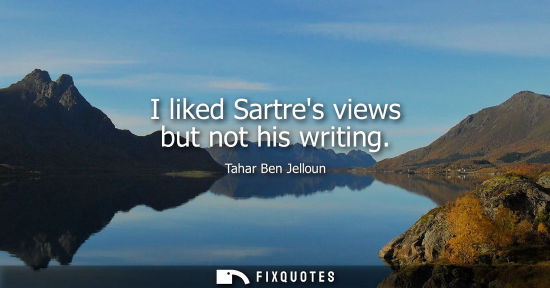 Small: I liked Sartres views but not his writing