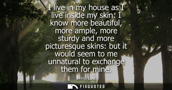 Small: I live in my house as I live inside my skin: I know more beautiful, more ample, more sturdy and more pi