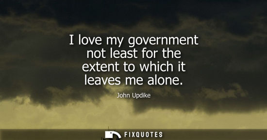 Small: I love my government not least for the extent to which it leaves me alone