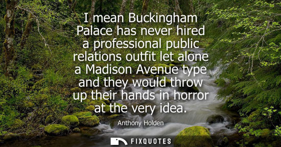 Small: I mean Buckingham Palace has never hired a professional public relations outfit let alone a Madison Ave