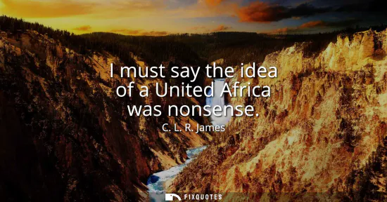 Small: I must say the idea of a United Africa was nonsense