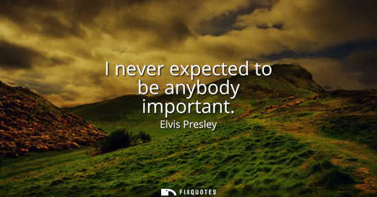 Small: I never expected to be anybody important
