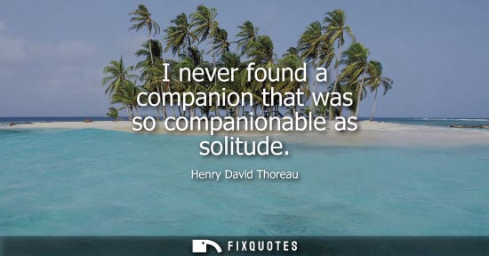 Small: I never found a companion that was so companionable as solitude - Henry David Thoreau