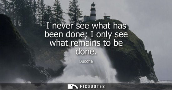 Small: I never see what has been done I only see what remains to be done