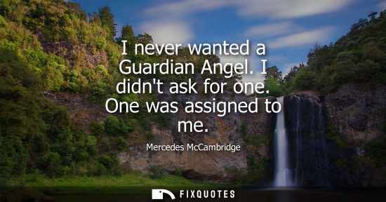 Small: I never wanted a Guardian Angel. I didnt ask for one. One was assigned to me