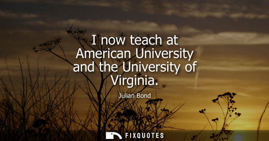 Small: I now teach at American University and the University of Virginia - Julian Bond