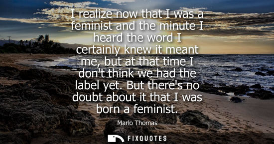 Small: I realize now that I was a feminist and the minute I heard the word I certainly knew it meant me, but at that 