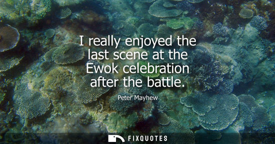 Small: I really enjoyed the last scene at the Ewok celebration after the battle