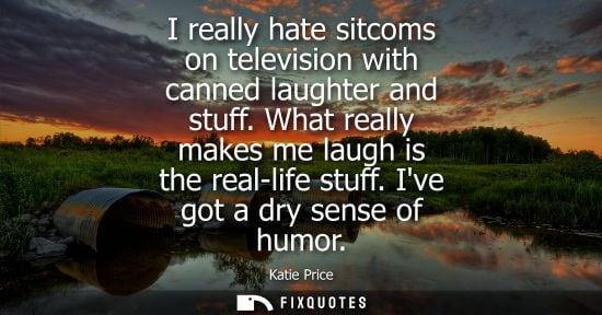 Small: I really hate sitcoms on television with canned laughter and stuff. What really makes me laugh is the r