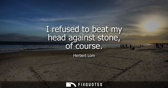 Small: I refused to beat my head against stone, of course