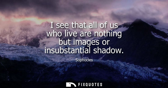 Small: I see that all of us who live are nothing but images or insubstantial shadow