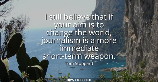 Small: I still believe that if your aim is to change the world, journalism is a more immediate short-term weapon