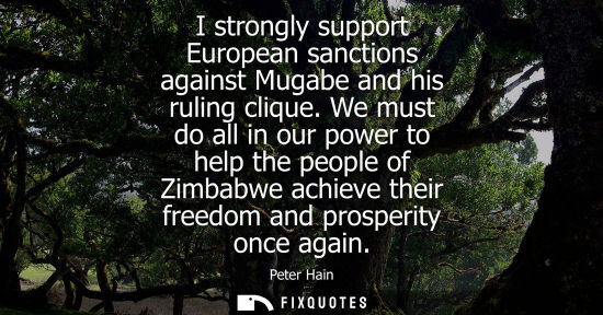 Small: I strongly support European sanctions against Mugabe and his ruling clique. We must do all in our power