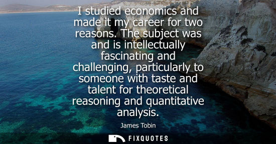 Small: I studied economics and made it my career for two reasons. The subject was and is intellectually fascin