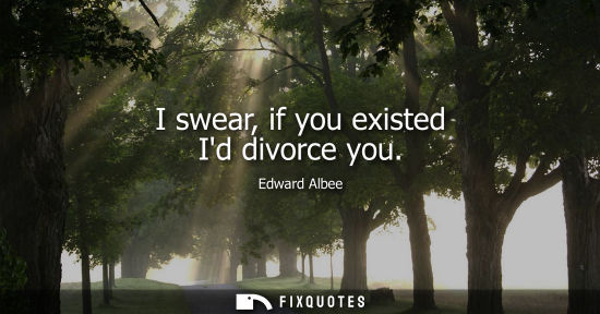 Small: I swear, if you existed Id divorce you - Edward Albee