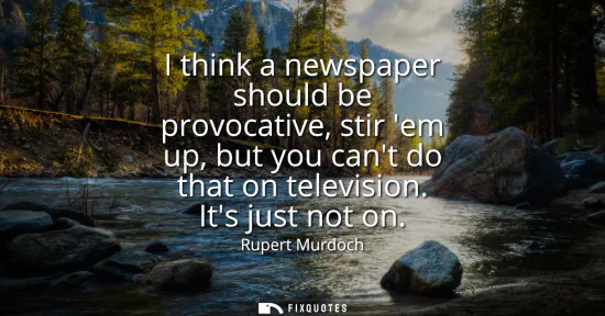 Small: I think a newspaper should be provocative, stir em up, but you cant do that on television. Its just not on