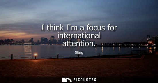 Small: I think Im a focus for international attention