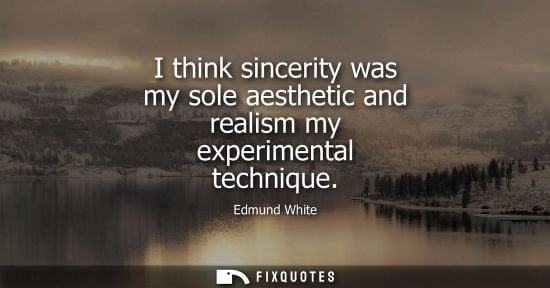 Small: I think sincerity was my sole aesthetic and realism my experimental technique