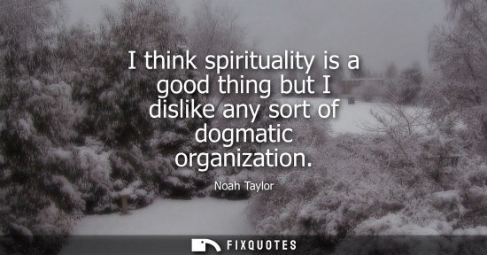 Small: I think spirituality is a good thing but I dislike any sort of dogmatic organization