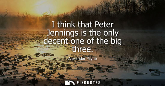 Small: I think that Peter Jennings is the only decent one of the big three