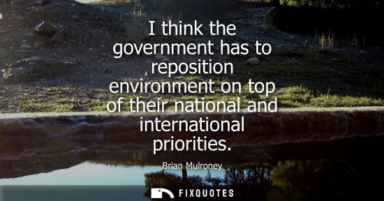 Small: I think the government has to reposition environment on top of their national and international priorities