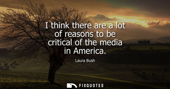 Small: I think there are a lot of reasons to be critical of the media in America