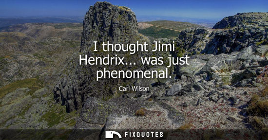 Small: I thought Jimi Hendrix... was just phenomenal