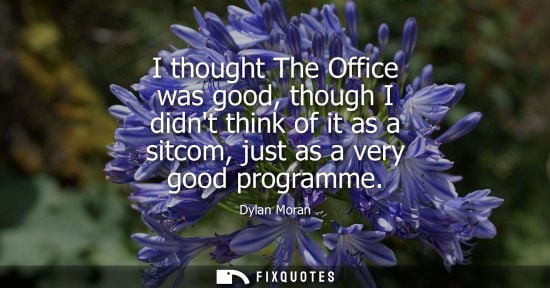 Small: I thought The Office was good, though I didnt think of it as a sitcom, just as a very good programme