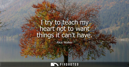 Small: I try to teach my heart not to want things it cant have