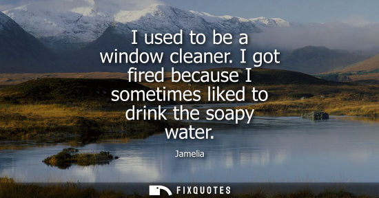 Small: I used to be a window cleaner. I got fired because I sometimes liked to drink the soapy water